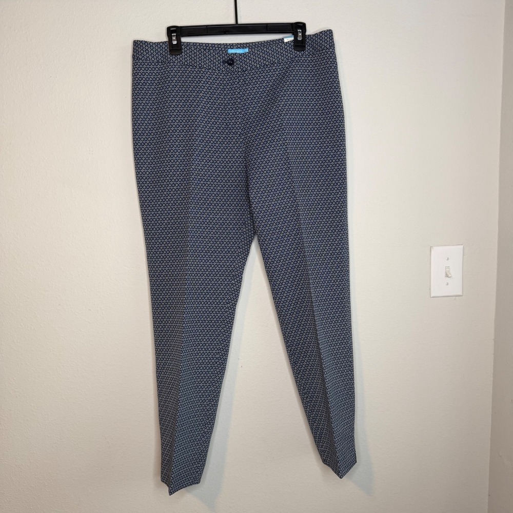 J McLaughlin Cosmo Ankle Pants Navy Diamond Jacquard‎ NWT Womens Size 12 Preppy